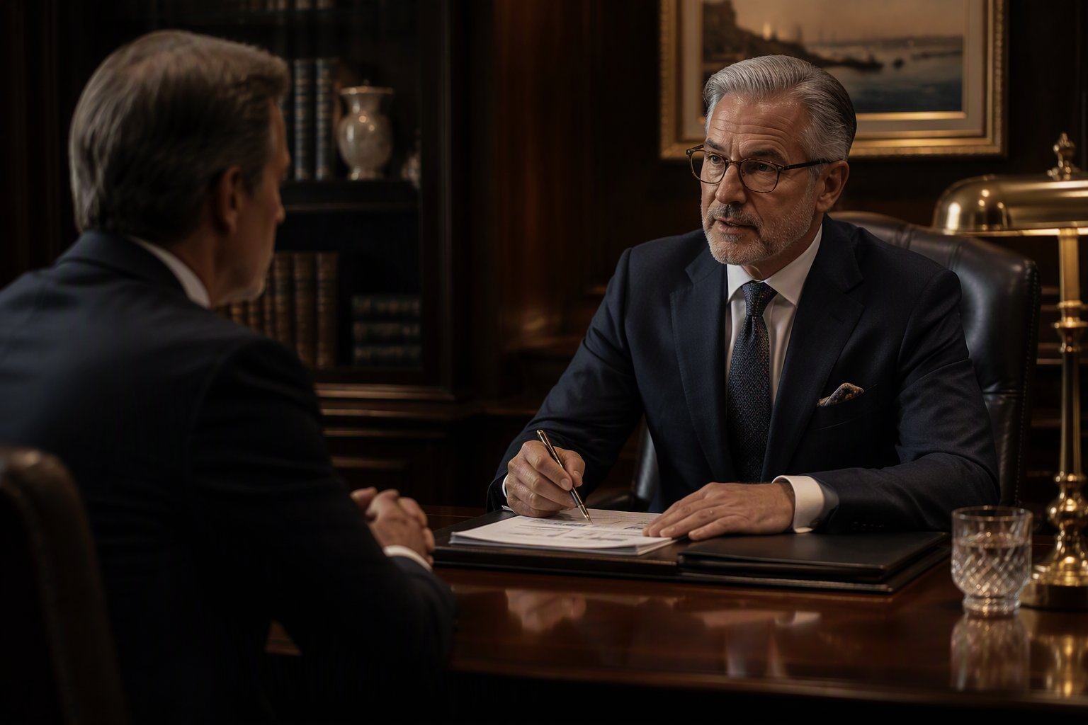 A senior advisor of First Regent Prime in consultation with a client